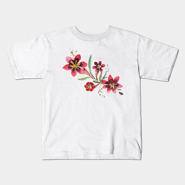 Watercolor Flower Kids T-Shirt by Creative Has